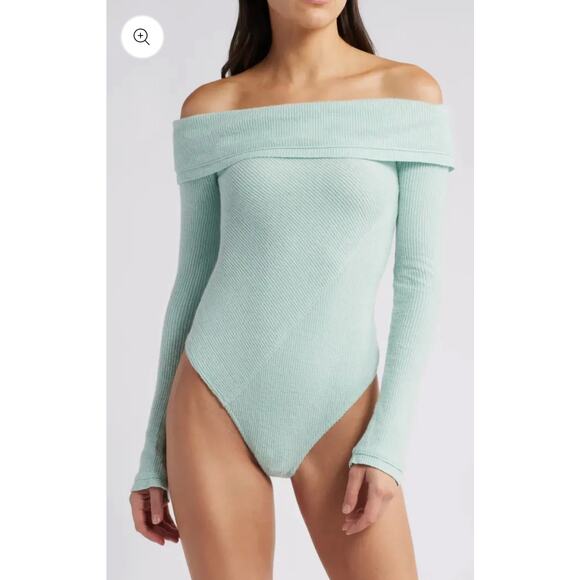 NWOT Free People Autumn Cozy Bodysuit Women's Blouse Top Shirt Small Mint Green - Picture 9 of 9